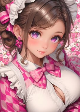 Anime Girl with Pink Bow