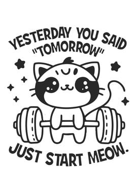 Workout Right Meow, Cute Gym Cat Motivational