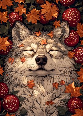 Sleeping Wolf in Autumn