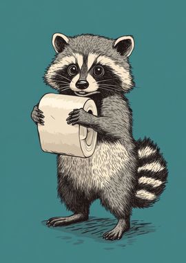 Raccoon Holding Toilet Paper