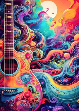 Abstract Guitar Art psychedelic