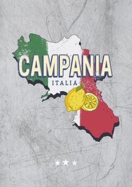 Campania Italy Vintage Map