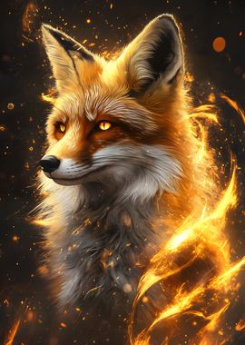 Fiery Fox Golden Wave Aura