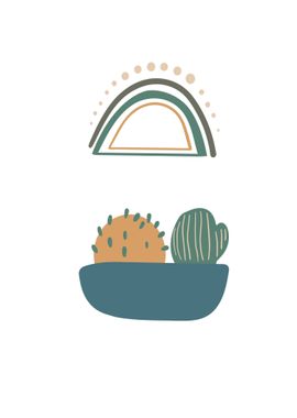 Cactus and Rainbow Art Print