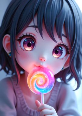 Cute Girl with Lollipop