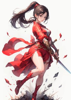 Red-Clad Warrior Woman