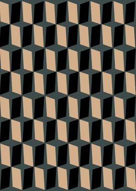 Modern Geometric Cube Pattern in Black and Beige