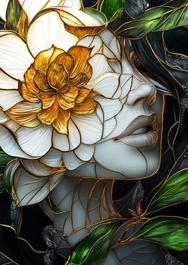 Flower Woman Stained Glass