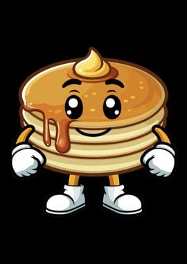 Kawaii Smiling Pancake Character