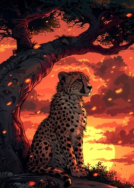 Cheetah Sunset