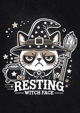 Resting Witch Face - Funny Grumpy Cat Halloween Witch