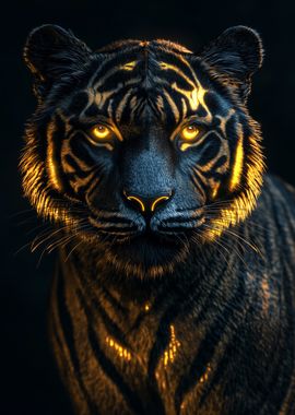 Black Tiger with Golden Stripes