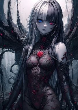 Dark Anime Girl with Wings