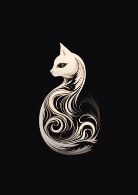 Ornate Cat Silhouette