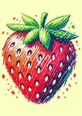 Crayon Strawberry Illustration