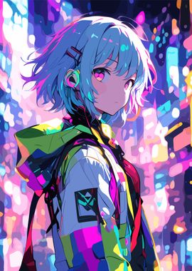 Anime Girl in Neon City