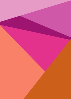 Vibrant Geometric Abstract | Bold Pink and Orange Color Block Art