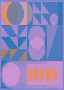 Bold Blue and Purple Shapes Abstract Geometric Composition