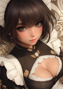 Anime Maid with Brown Hair