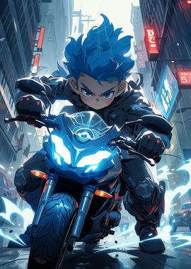 Anime Boy on Motorcycle