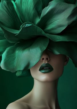 Woman with Green Flower