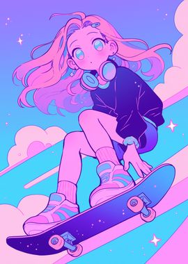 Cute Skater Girl Anime