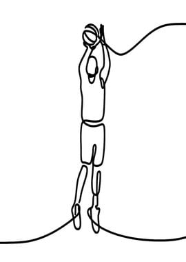 Basketball Player Line Art