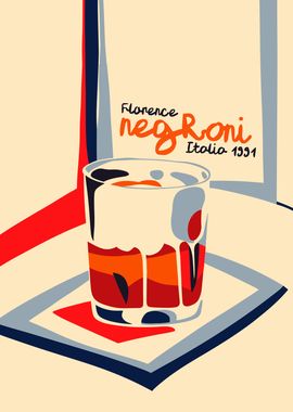 Negroni Cocktail Italian Poster