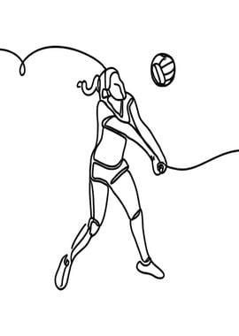 Volleyball Player Line Art