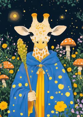 Giraffe Wizard in a Forest