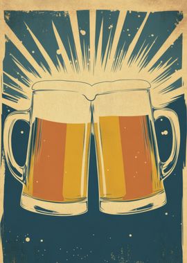 Cheers! Retro Beer Poster