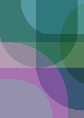 Abstract Geometric Shapes in Green and Purple