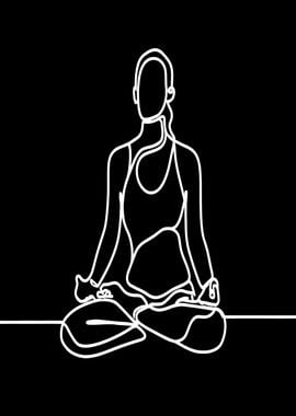 One Line Yoga Woman