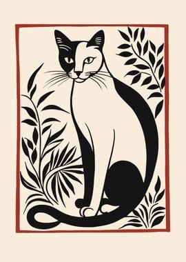 Black and White Cat Illustration