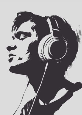 Silhouette of a Person with Headphones