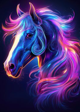 Neon Horse Portrait