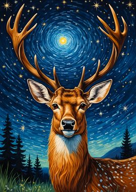 Deer Starry Night