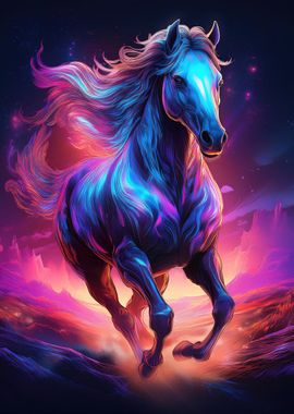 Neon Horse Running