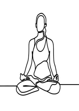 One Line Yoga Woman