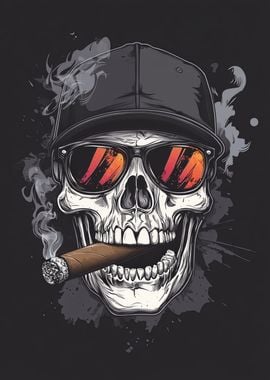 Skull with Sunglasses and Cigar