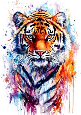 Watercolor Tiger Portrait