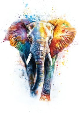 Colorful Elephant Watercolor