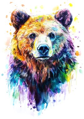 Colorful Bear Watercolor