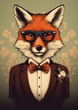 Fox in suit Animal art