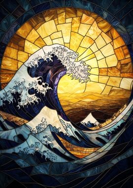 Stained Glass Great Wave