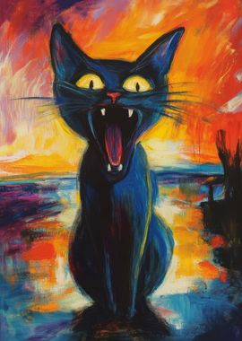 Screaming Cat Painting