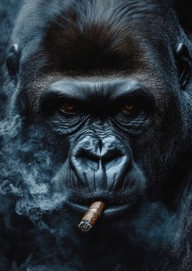 Gorilla Smoking Cigar