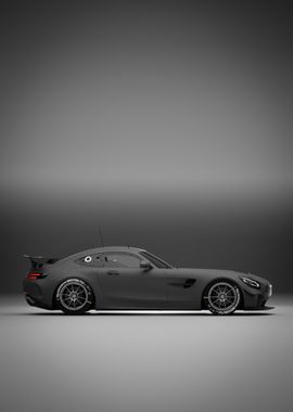 Black Mercedes Benz AMG GT4 2020 - Side View