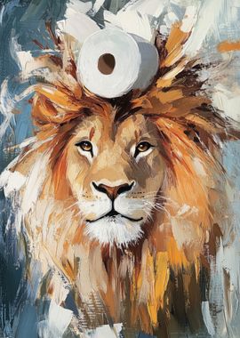 Lion with Toilet Paper Crown