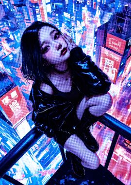 Cyberpunk City Girl Anime